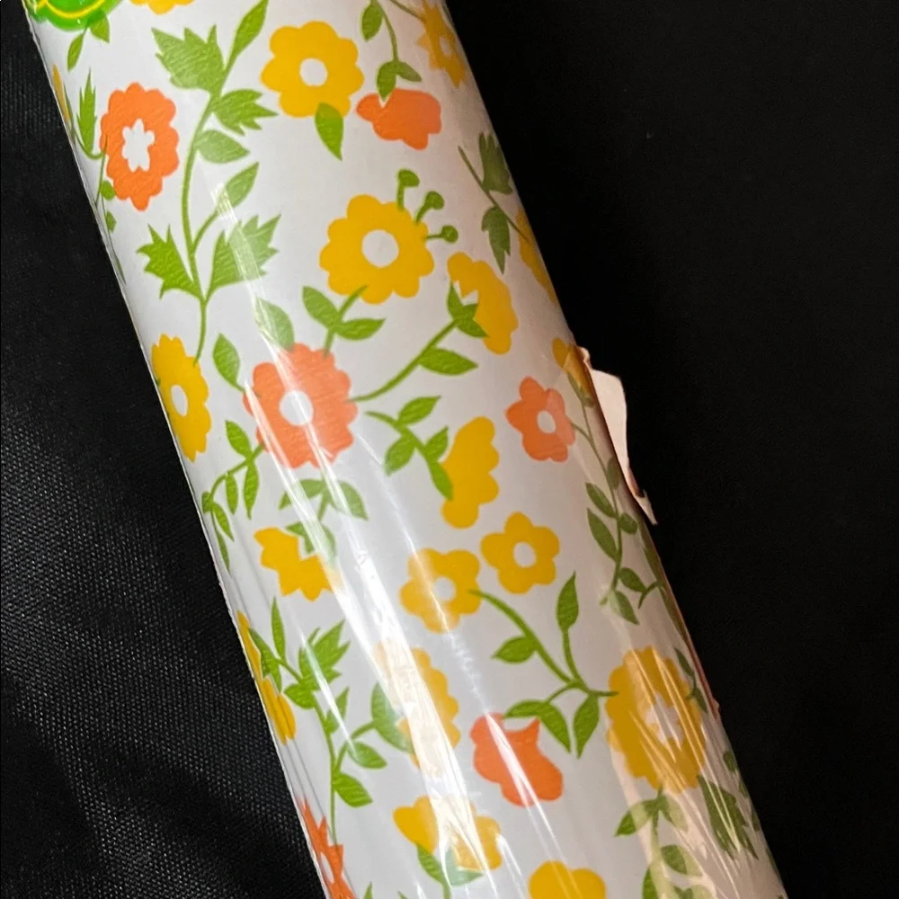 Vtg NOS Kwik Kover II Plastic Self Adhesive Shelf Liner Roll 70s Floral MCM